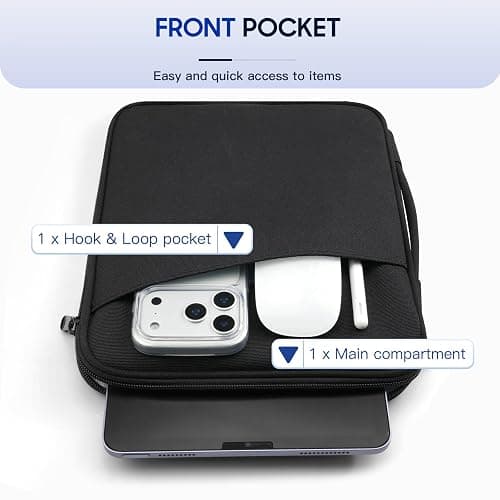 TiMOVO 9-11" Tablet Sleeve for iPad A16 & Galaxy Tab, Black | Protective Bag with Pockets, Fits iPad 10.9"/10.2" Air 11" 5th/4th Gen, Galaxy Tab A9+/A11+ 11" thumbnail 6