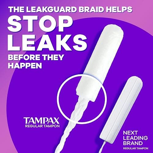 Tampax Radiant Tampons Multipack, with LeakGuard Braid, Light/Regular Absorbency, Unscented, 26 Count thumbnail 4