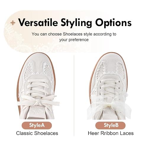 Women's Ribbon Lace-Up Fashion Sneakers Arch Support Tennis Walking Shoes thumbnail 5