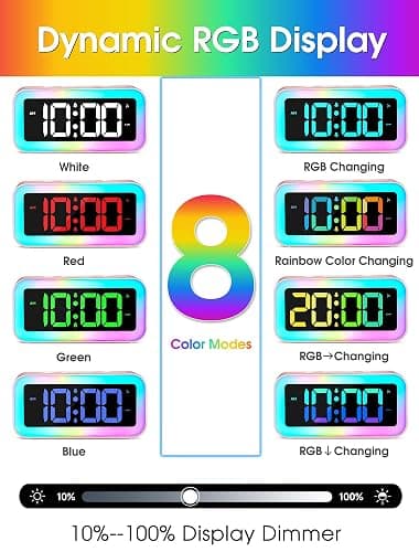 Cadmos Cute Pink Loud Alarm Clock with RGB Night Light - Perfect for Girls Room Decor and Kawaii Gifts, Small Size for Bedside or Desk Lamp in Bedrooms, Ideal for Kids, Teens (Light Pink) thumbnail 4