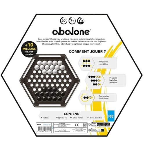Asmodee - Abalone - Edition Officielle - Jeu de Société Famille pour Adultes & Enfants dès 7 Ans - Jeu de Stratégie & Réflexion - Plateau de 28 Billes - As d'or - 2 Joueurs - 20 Min - Zygomatic thumbnail 3