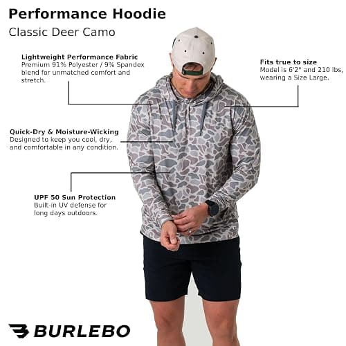 Burlebo Men’s Performance Hoodie – Lightweight Long Sleeve Pullover, Athletic Fit, Moisture-Wicking, Sun Protection thumbnail 3