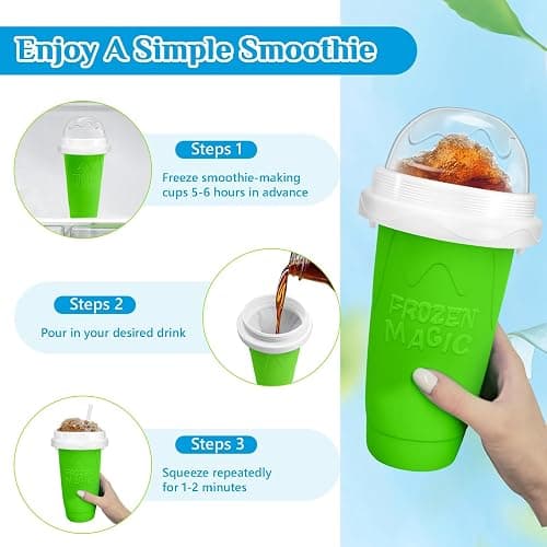 Slushy cup Slushie Maker Cup,Frozen Magic Slushy Cup - Create Delicious Slushies Anywhere with This Fun and Cool Slushie Maker Cup! (Green＋Blue, Large) thumbnail 5