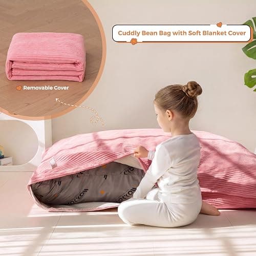 MAXYOYO 3 in 1 Kids Bean Bag Chair, Comfy Floor Sofa with Removed Cover | Convertible Chair Folds from Bean Bag to Lounger, Floor Couch with High-Density Foam Filling, Floor Sofa for Gaming thumbnail 3