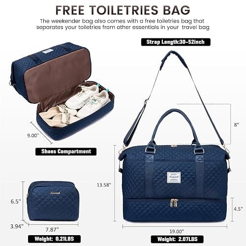 LOVEVOOK Travel Duffle Bag,Weekender Bags for Women with Shoe Compartment，Carry on Overnight Bag with Toiletry Bag,Gym Duffel Bag with Wet Pocket, Hospital Bags for Labor and Delivery thumbnail 2