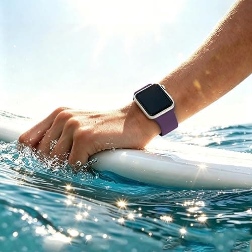 CREFORT Sport Bands Compatible with Apple Watch Band Women Men 40mm 38mm 41mm 42mm 44mm 45mm 46mm 49mm ,Soft Wristband Waterproof Replacement Strap for iWatch Bands Series 11 10 9 8 7 6 5 4 3 2 1 SE Ultra Purple thumbnail 7