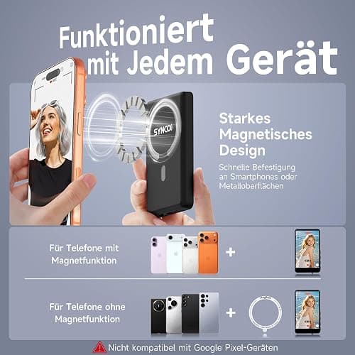 SYNCO XView Handy Selfie Monitor, Magnetischer Smartphone Vlog Bildschirm für iPhone & Android Rückkamera Kabellos 50M 3H Akku, mit Lautsprecher für TikTok YouTube Livestream (Schwarz) thumbnail 2