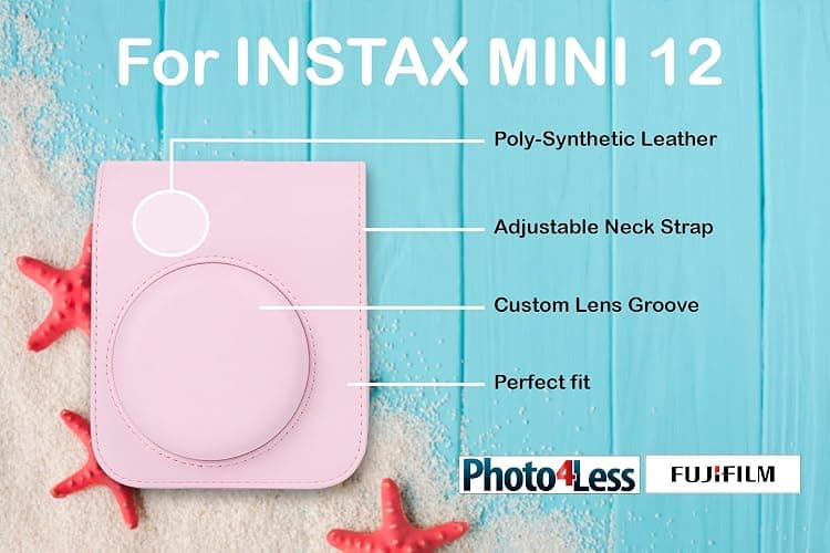 Fujifilm Instax MiniI 12 Instant Film Camera Blossom Pink, Fujifilm Instax Mini Twin Pack Instant Film 20 Prints, Prtotective Case, Gift Bundle thumbnail 5