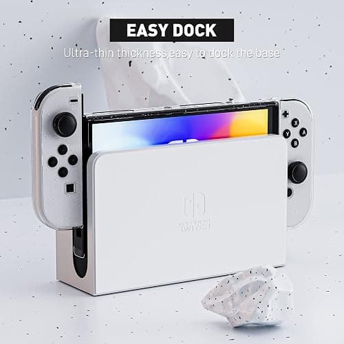 [Improved Version] Dockable Clear Case for Nintendo Switch OLED 2021, FANPL Protective Case Cover for Switch OLED and Joy Con Controller - Strong and Durable, Not Easy to Fall Off (Glitter) thumbnail 5