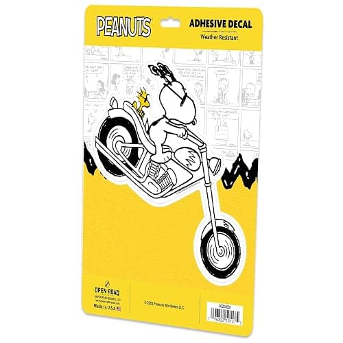Peanuts Snoopy Motorcycle Adhesive Vinyl Decal - Fun Snoopy Sticker for Bike, Helmet, or Toolbox thumbnail 2