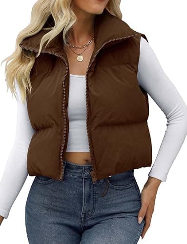 JZC Women's Crop Puffer Vest Lightweight Sleeveless Jacket 2025 Fashion Winter Outerwear Padded Gilet thumbnail 2