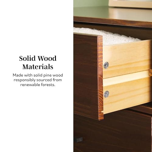 Walker Edison Sloane 6-Drawer Solid Wood Dresser with Metal Handles, 52 Inch, Walnut thumbnail 4