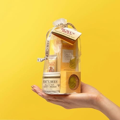 Burt's Bees Hand Repair Set, Almond Milk Hand Cream, Lemon Butter Cuticle Cream, Shea Butter Repair plus Cotton Gloves, Perfect for a Skin Care Routine, Natural Origin Moisturizer Gift Set thumbnail 3