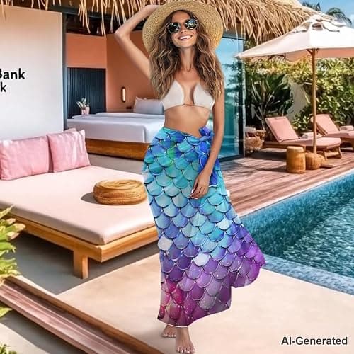 Zarisguat Women Sarong Swimsuit Coverups Chiffon Long Bikini Wraps Sheer Beach Bathing Suit Cover Up thumbnail 3