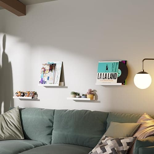4 Pack Acrylic Shelves for Wall, 15 Inch White Adhesive Floating Shelf | Dual-Mount No Drill/Screw Waterproof Wall Shelf, Rustproof Storage Rack for Bathroom, Kitchen, Living Room, Bedroom thumbnail 2