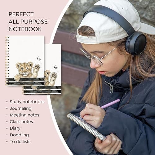 VONTP Cute Lion Notebook Journal Gifts for Lion Animal Lovers, Cute Notebooks for Women Teen Girls Lovers, Animal Journal for Work School Women Teen Girls Kids, 5.5 x 8.3 Inches thumbnail 4