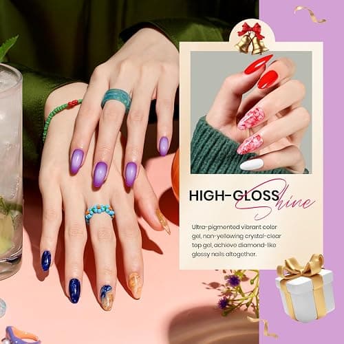 beetles Gel Polish Christmas Gel Nail Polish Set 32 Winter Colors with Base Top Coat Burgundy Red Blue Purple Brown Orange Green Pink Black White Uv LED Lamp Nails Gifts for Women Fingertip Palette thumbnail 3