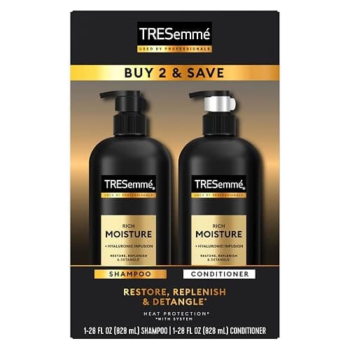 TRESemmé Rich Moisture Shampoo and Conditioner 2 Count Rich Moisture for Dry Hair Formulated With Vitamin E and Biotin 28 oz - Image 1