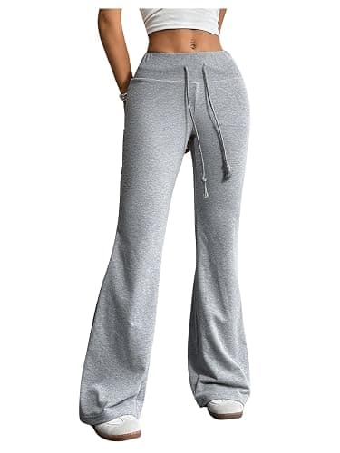 SHENHE Women's Drawstring Waist Bell Bottom Flare Leg Sweatpants Sports Causal Pants - Image 1