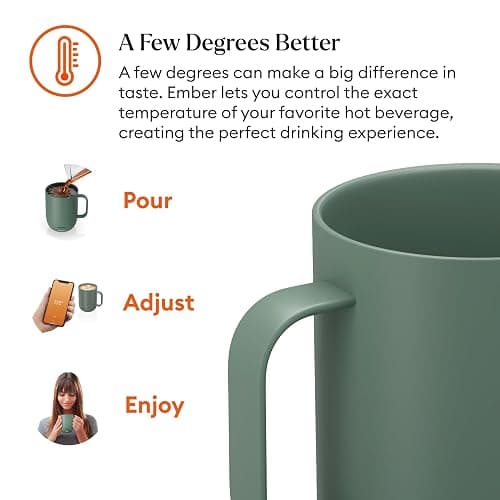 Ember Temperature Control 14oz Smart Mug 2, App-Controlled and Rechargeable Heated Coffee Cup Warmer with Intelligent LED Display, Sage Green. thumbnail 7