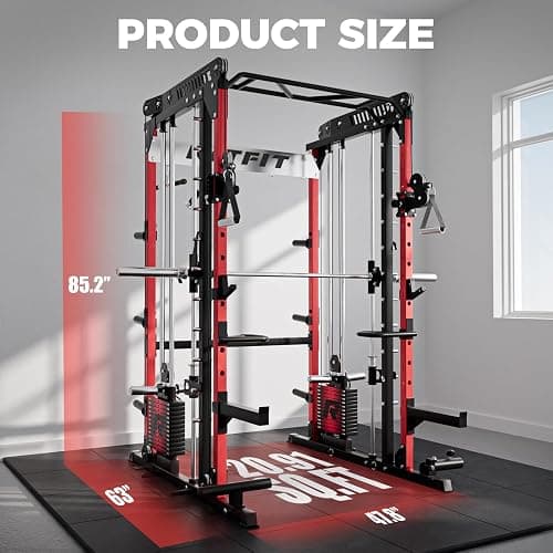 RitFit M1 Pro Smith Machine Package, All-in-One Power Cage with Weight Stack Set, Includes LAT Pulldown & Cable Crossover System for Home Gyme thumbnail 4