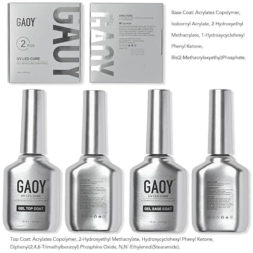 GAOY 16ml 2 Pcs Glassy Gel Top Coat and Base Coat Set,No Wipe Foundation Combination for UV Light Cure Nail Polish thumbnail 7