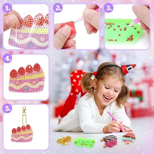 Gifts for 6 7 8 9 10 Year Old Girls- Toys for 7-12 Year Olds Girls Craft Kits for Kids Presents for 6-10 Year Old Girls Diamond Art for Kids Birthday Presents Diamond Painting Mosaic Kits for Children - lucky colour thumbnail 3