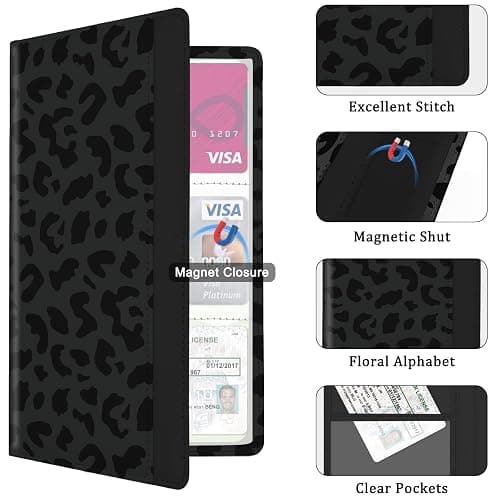 Kakurookie Car Registration and Insurance Holder, with Magnetic Closure for License, Cards and Documents, All Vehicle Needs and Car Accessories (Leopard-Black) thumbnail 5