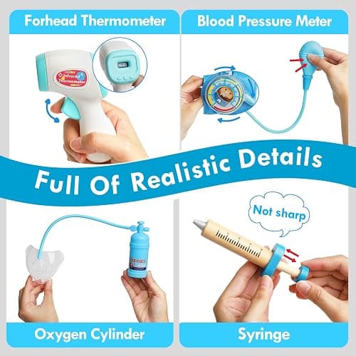 Lehoo Castle Kids Doctors Set, Pretend Doctor Kit Toys Medical Playset, Wooden Play Toys, Educational Toys for 3 Year Old Boys thumbnail 4