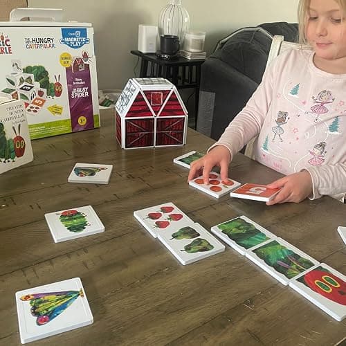 CreateOn Eric Carle The Very Hungry Caterpillar & Bonus Very Busy Spider Playset, Magnetic Building Toys, Educational, STEM and Montessori Tools, Magnetic Tiles for Kids Ages 3+, 24 Pieces thumbnail 5