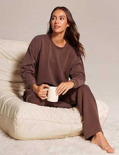 CRZ YOGA Womens SoftAura Crewneck Sweatshirt Long Sleeve Workout Casual Pullover Basic Fall Tops - Large - Coffee Brown thumbnail 4