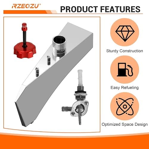 RZEOZU Mini Bike Gas Fuel Tank Kit Replacement for Mega Moto MMB80 MMB105 Monster Moto 80cc Parts Coleman RB100 RT100 Oryxearth 105cc Minibike Assembly Accessories Stainless Steel thumbnail 8