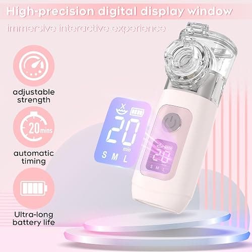 Smart Digital Display Portable Nebulizer for Adults and Kids, Portable Nebulizer with Tube, Mouthpiece and Mask - Rechargeable Nebulizer for Travel and Home Use, Take-Along Nebulizer for Kids -04 thumbnail 3
