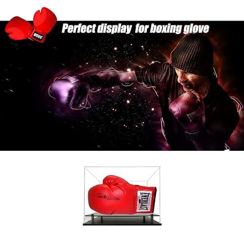 Clear Boxing Glove Display Case,Self-Assembly Acrylic Baseball Glove Display case for Full Size,Football Glove Display Case Holder Showcase.Baseball Mitt Ball Display Case with Black Base Riser Stand thumbnail 8