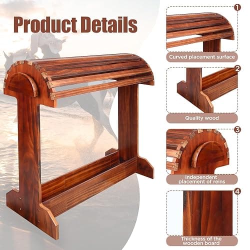 Essenhome Extra-Large Wood Saddle Rack - Non-Abrasive Design, Bridle Rack & Heavy-Heavy Duty Saddle Stand for Equestrian Homes Horse Tack Room Organization 27.6"x11.8"x27.9"(Walnut) thumbnail 3