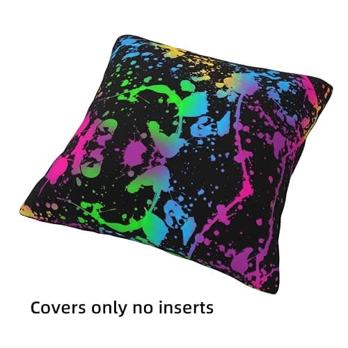 Rqzwdq Glow in Dark Splatter Neon Set of 4 Throw Pillow Covers Square Pillowcase Home Decor for Couch Sofa Bed, Double-Sided Pattern 18x18 Inches thumbnail 6