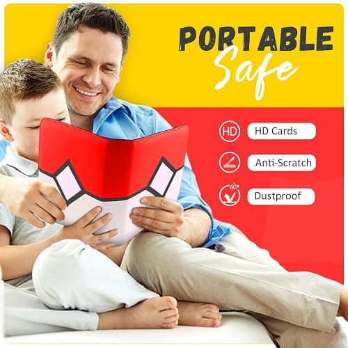 Trading Card Binder 4-Pockets, Card Binder Fits 400 Cards with 50 Removable Sleeves, Card Folder for MTG, TCG, Game Cards & Sports Cards-Red thumbnail 5