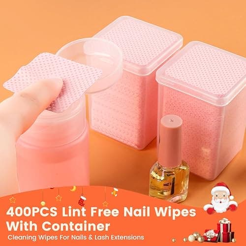 Corconess 400PCS Lint Free Nail Wipes with Dispenser - Gel Nail Polish Remover Wipes with Acetone Dispenser,Lash Extensions Glue Cleaning Wipe with 1PCS Empty Pump Dispenser Bottle Nail Supplies thumbnail 6