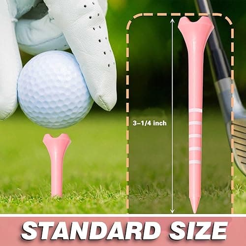EWILLING Stable & Durable Plastic Golf Tees 60Pcs Size 2-3/4 Inch or 3-1/4 Inch Packaged in Plastic Jar with Lid Available Pink White Blue Color - Pink White 3-1/4" thumbnail 4