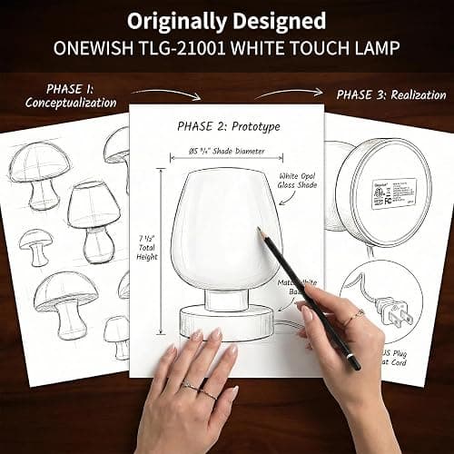 Touch Bedside Table Lamp - Small Lamp for Bedroom with USB C+A Charging Ports 3 Way Dimmable, Nightstand Desk lamp with White Opal Glass Lamp Shade Warm LED Bulb Included, Simple Design Gifts thumbnail 6