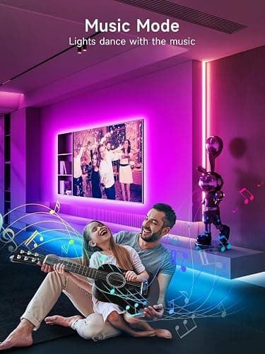 GIPOYENT TV LED Backlight,Sync to Music LED Strip Lights for 32-50 inch TV, LED TV Lights with Bluetooth Function,Led Lights for Bedroom RGB Colors Changing for Home Theater Non-Waterproof (6.56ft) thumbnail 4