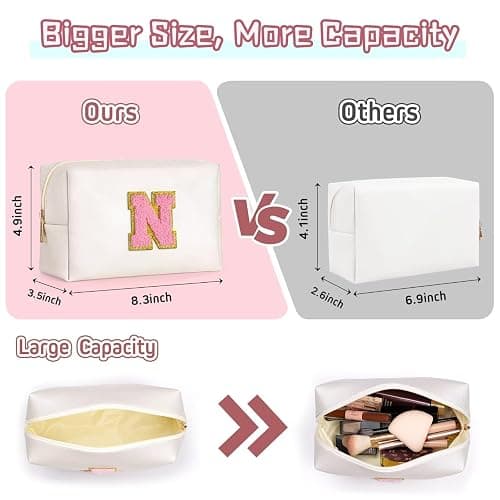 TOPEAST Christmas Gifts for Women Teen Girls - Stocking Stuffers for Teen Girls Gifts Trendy Stuff, Travel Makeup Bag, Initial Cosmetic Bag Toiletry Pouch (White A) thumbnail 2