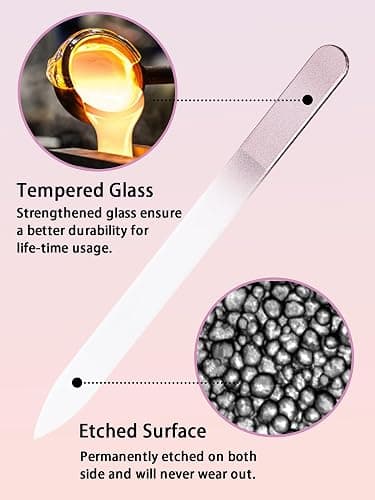 Glass Nail File and Buffer with Case, Crystal Fingernail Files for Natural Nails Nano Nail Shiner Polisher Care Kit for Travel Salon Stocking Stuffers for Women Girl Wife Gifts-Rose Gold thumbnail 4