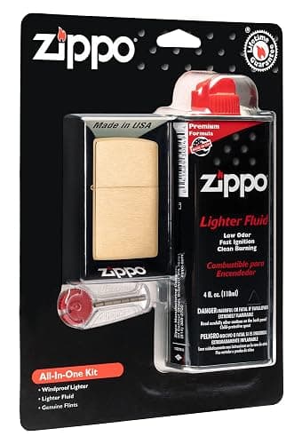 Zippo All-in-One Kit with Brushed Brass Windproof Lighter - Image 1