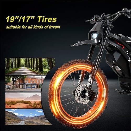 X-PRO 4000W 60V 27AH Teens Adults Electric Dirt Bike with Front LED Light! 19"/17" Wheels! thumbnail 4