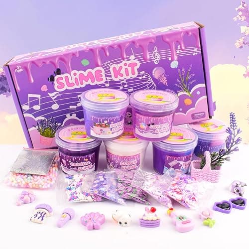 6 Pack Slime Kit, Purple Dream Slime Kids, Cloud Butter & Clear Slime, Party Favors, Toys for Girls Boys Ages 5 6 7 8 9 10 11 12, Goodie Bag Stuffers, Birthday Gift Ideas Cute Stuff thumbnail 6