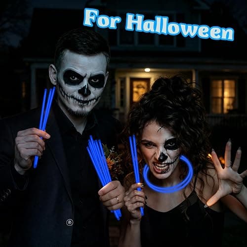 50 Pcs 8" Blue Glow Sticks, Glow Necklaces and Bracelets Set with Connectors – Bright Neon Glow in The Dark Party Favors for Birthday Christmas New Year Halloween 4th of July Wedding Carnival thumbnail 6