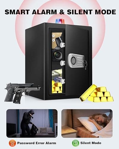 2.4 Cub Home Use Safe Box Fireproof Waterproof, Fire Proof Safe with Digital Keypad Sensor Light Key for Hotel Office Money Documents thumbnail 4