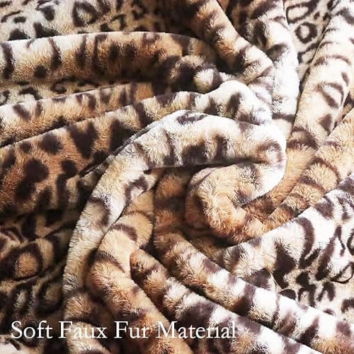 Entua Faux Fur Throw Pillows, Set of 2 Decorative Square Couch Pillow Covers, 20x20 Leopard Cheetah Print Luxury Soft Plush Pillowcase for Sofa, Bed & Living Room Decor, Brown Gold thumbnail 6