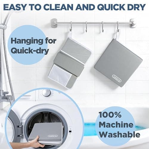 beiens Bath Kneeler and Elbow Rest Pad Set - 1.5'' Comfortable Baby Bath Kneeler Pads, Thick Quick Dry Kneeling Pad Support for Knee& Arm, Large Bathtub Mat with Toy Organizer for Happy Baby Bath Time thumbnail 5
